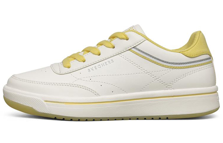 (Women) Skechers Downtown Low-Top Sneakers White/Yellow 74431-WYL