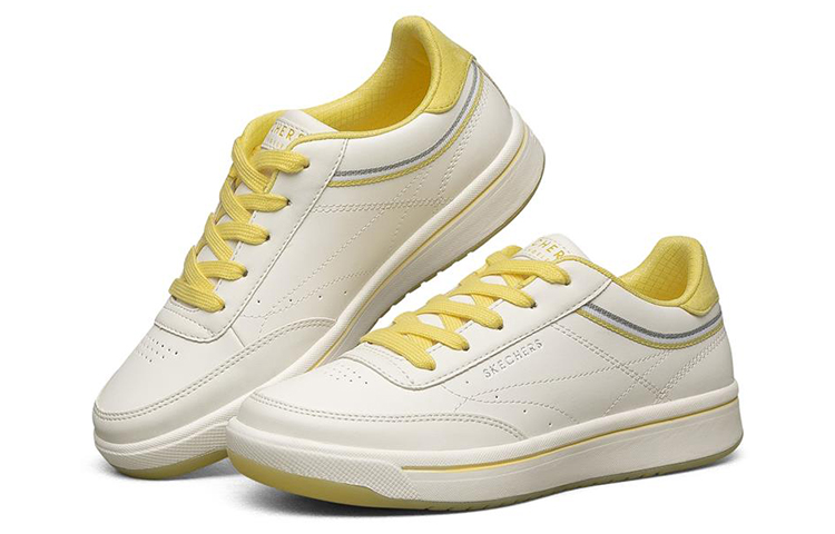 Lookbook Skechers Downtown 低幫板鞋 女款 白黃