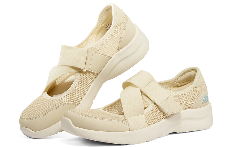 Shop Skechers Sport 魔術貼休閒平底鞋 女款 自然色