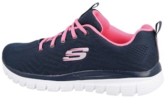 (Women) Skechers Dynamight Low-TopRunning Shoes Blue/Pink 12119-NVHP (Women) Skechers Dynamight Low-TopRunning Shoes Blue/Pink 12119-NVHP