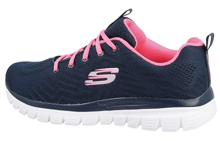 (Women) Skechers Dynamight Low-TopRunning Shoes Blue/Pink 12119-NVHP