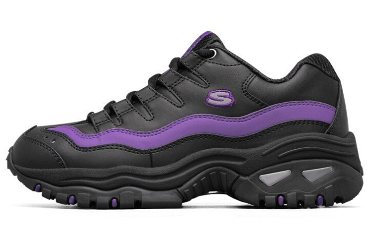(Women) Skechers Energy-Over Joy Low-Top Running Shoes Black/Purple 13412-BKPR