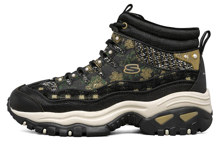 (Women) Skechers Energy High-Top Running Shoes Black/Gold 149482-BKGD
