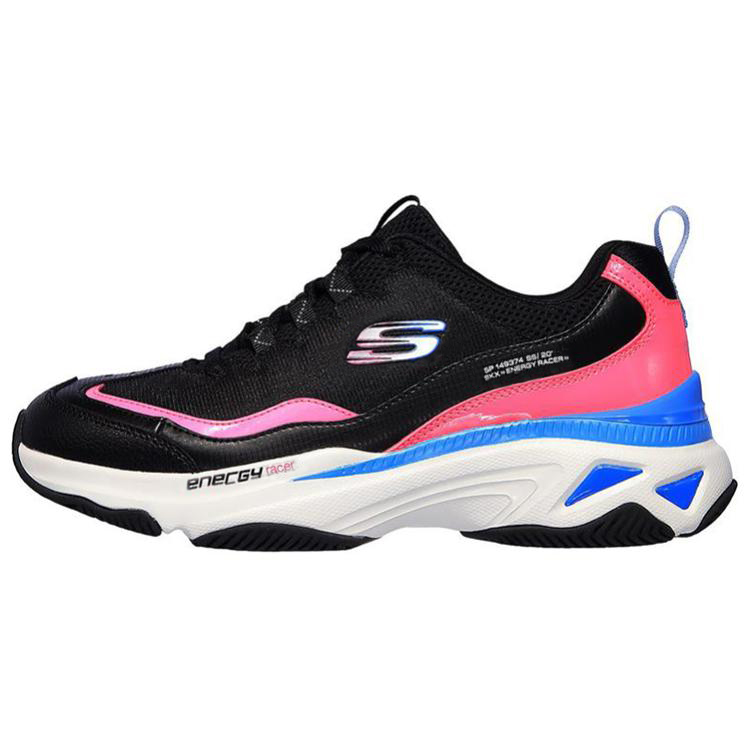 (Women) Skechers Energy Racer Low-Top Running Shoes Pink/Black/Blue 149374-BBLP