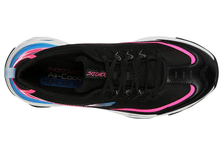 Lookbook (W) 스케쳐스 에너지 레이서 핑크/블랙/블루 로우탑 런닝화 149374-BBLP