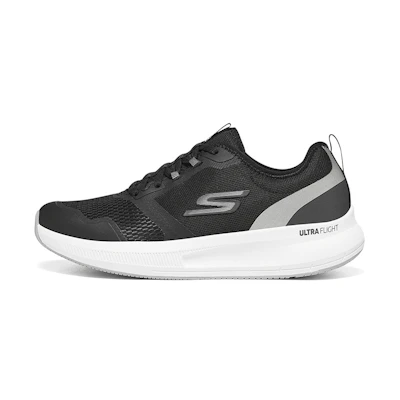 (W) Skechers Fashion Shock-Absorbing Lightweight Running Sneaker 'Black White'