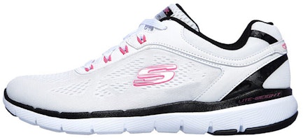 (Women) Skechers Flex Appeal 3.0 Low-Top Running Shoes White/Black/Pink 13474-WBHP (Women) Skechers Flex Appeal 3.0 Low-Top Running Shoes White/Black/Pink 13474-WBHP