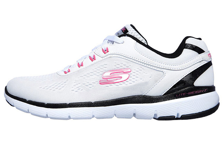 (Women) Skechers Flex Appeal 3.0 Low-Top Running Shoes White/Black/Pink 13474-WBHP