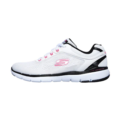 (W) Skechers Flex Appeal 3.0 Low-Top Running Shoes White/Black/Pink