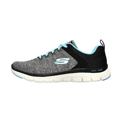 (W) Skechers Flex Appeal 4.0 'Grey Black Blue'