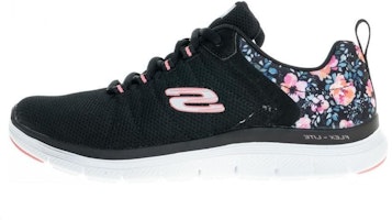 (Women) Skechers Flex Appeal 4.0 Black 'Comfort Versatile Shock Absorbing Durable Low Top Running Shoe' 149586-WBKMT (Women) Skechers Flex Appeal 4.0 Black 'Comfort Versatile Shock Absorbing Durable Low Top Running Shoe' 149586-WBKMT