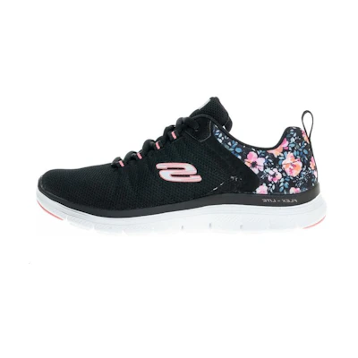 (W) Skechers Flex Appeal 4.0 Black 'CMFT Versatile Shock Absorbing Durable Low Top Running Shoe'