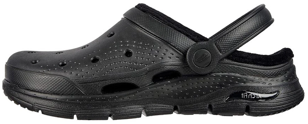(Women) Skechers Foamies: Arch Fit Lined-Cozy Gal 'Black Hollow Cut Sport Slide' 111386-BBK Buy (Women) Skechers Foamies: Arch Fit Lined-Cozy Gal 'Black Hollow Cut Sport Slide' 111386-BBK