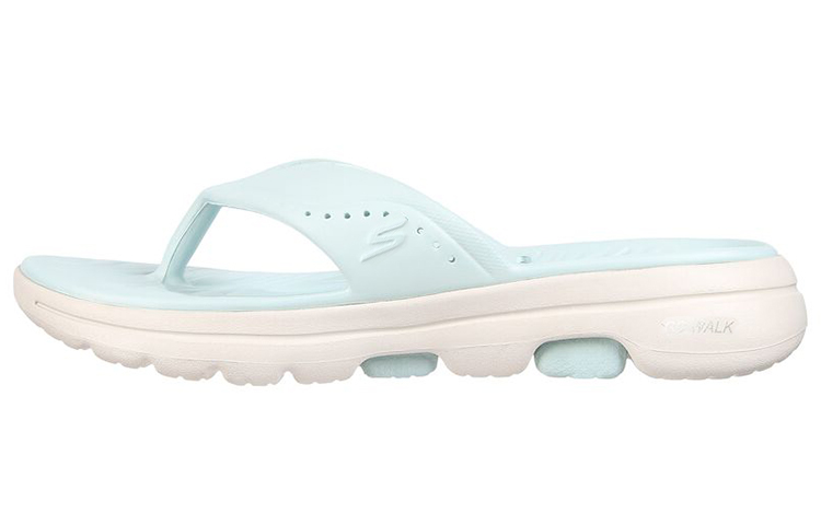 (Women) Skechers Foamies Go Walk White Blue 'Comfort Thong Sport Slide' 111289-MNT