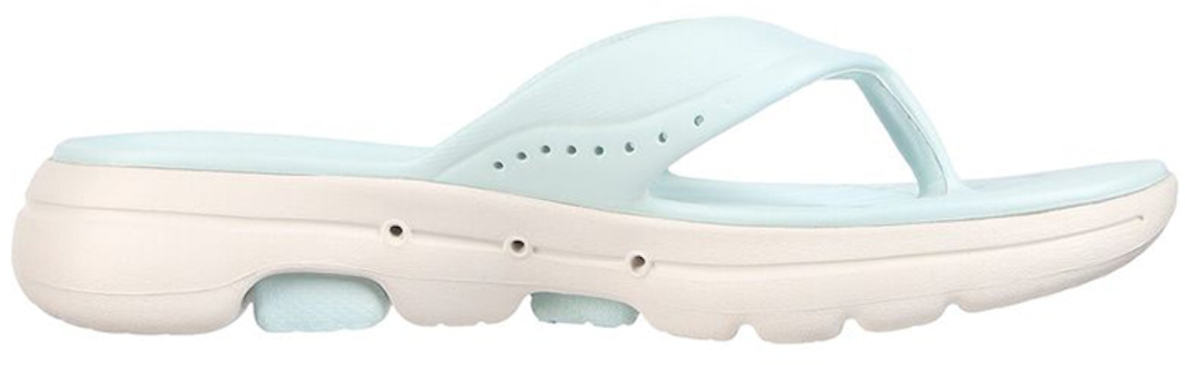 (Women) Skechers Foamies Go Walk White Blue 'Comfort Thong Sport Slide' 111289-MNT Order (Women) Skechers Foamies Go Walk White Blue 'Comfort Thong Sport Slide' 111289-MNT