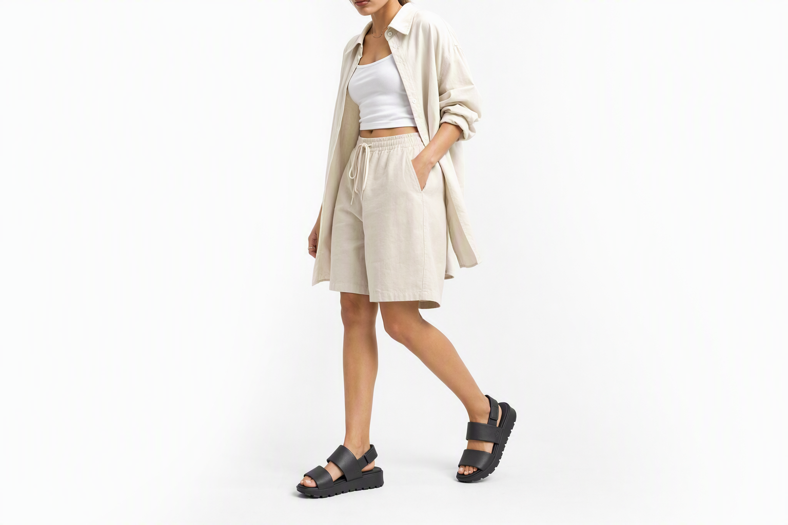 Order (W) Skechers 黑色步履凉鞋 111054-BBK