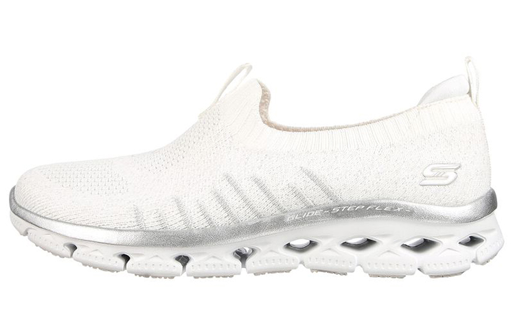 (Women) Skechers Glide-Step Flex 'White Silver Slip-On' 104306-WSL