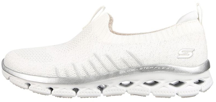 (Women) Skechers Glide-Step Flex 'White Silver Slip-On' 104306-WSL Buy (Women) Skechers Glide-Step Flex 'White Silver Slip-On' 104306-WSL