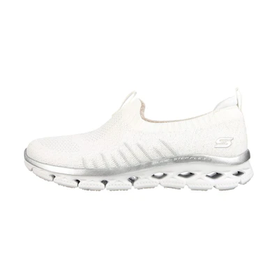 (W) Skechers Glide-Step Flex 'White Silver Slip-On'