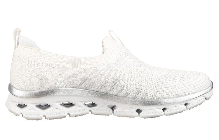 Order (W) Skechers Glide-Step Flex 'Putih Perak Slip-On' Sepatu Wanita 104306-WSL