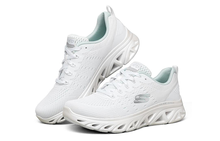 Lookbook (W) Kasut Larian Rendah Skechers Glide-Step Sport Putih/Perak 149324-WSL