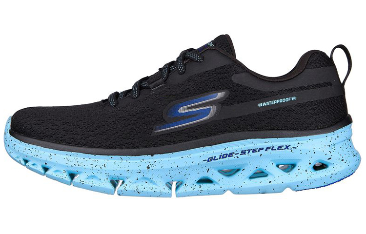 (Women) Skechers Glide Step 'GO RUN Mesh Breathable Low Top Running Black Blue' 128891-BKBL