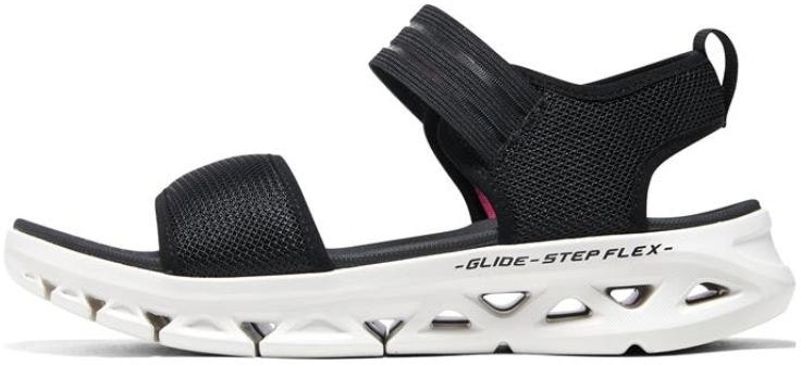women-skechers-go-glide-step-flex-sandal-black-white-141251-bkw