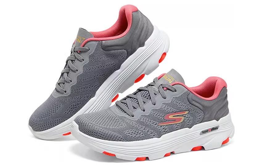 Lookbook Skechers Go Run 7.0 舒適百搭 耐磨透氣 低筒 跑步鞋 女款 灰紅色