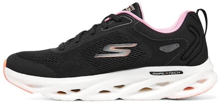 Women Skechers GO RUN Swirl Tech Bubble 129496 BKPK 129496