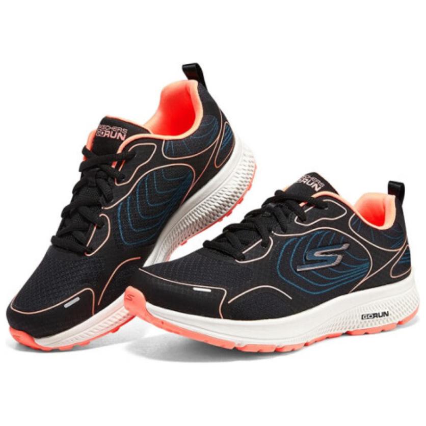 Lookbook Skechers Go Run 穩定性 防滑耐磨 低筒 跑步鞋 女款 黑珊瑚色
