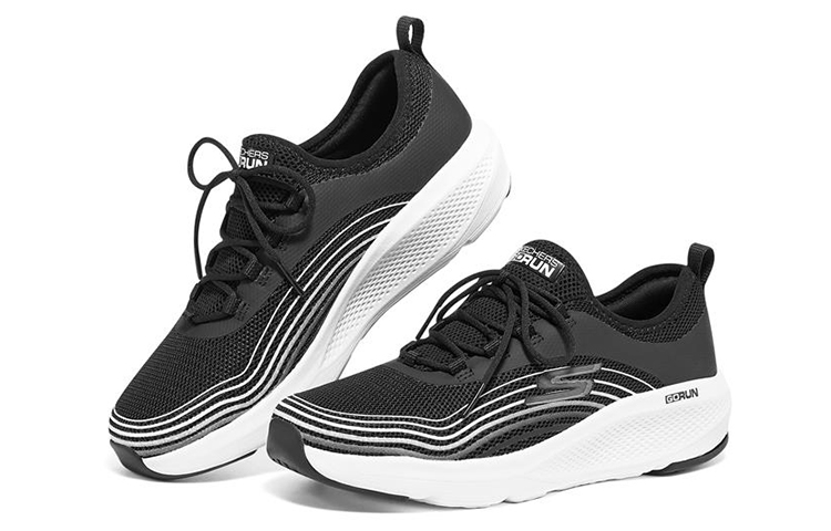 Shop (W) Skechers Go Run Elevate ''Noir Blanc'' 128329-BKW