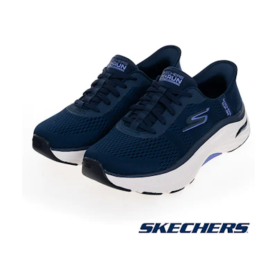 (W) SKECHERS Go Run Max Cushioning Arch Fit Wide Running Shoes Blue Indigo