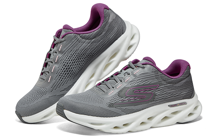 Shop (W) 스케쳐스 고런 스피드 '회보라 소형' (Skechers Gorun Speed 'Grey Purple Swirl' - shortened) 129501-GYPR