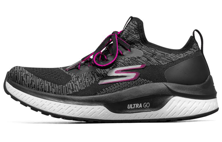 (W) Skechers Go Run Steady Sports Shoes Black/White/Purple