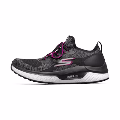 (W) Skechers Go Run Steady Sports Shoes Black/White/Purple