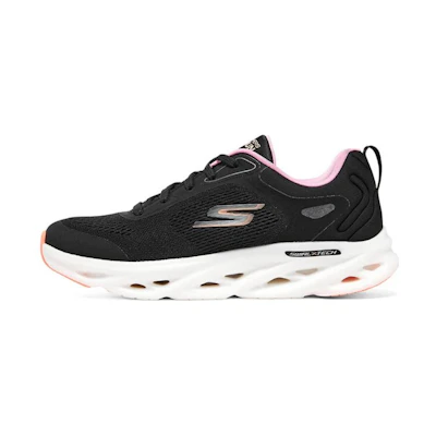 (W) Skechers GO RUN Swirl Tech 'Black White Pink'