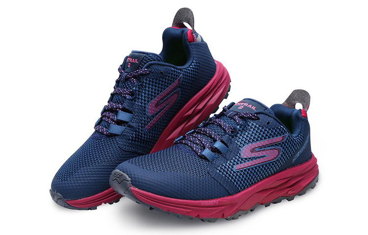 Lookbook Skechers Go Trail 2 低筒 跑步鞋 女式 藍紅