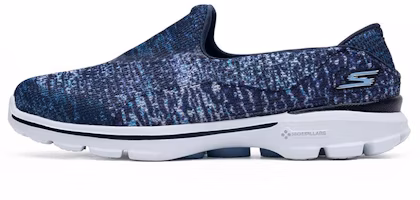 (Women) Skechers Go Walk 3 'Blue and White Slip-On' 14057C-NVW (Women) Skechers Go Walk 3 'Blue and White Slip-On' 14057C-NVW