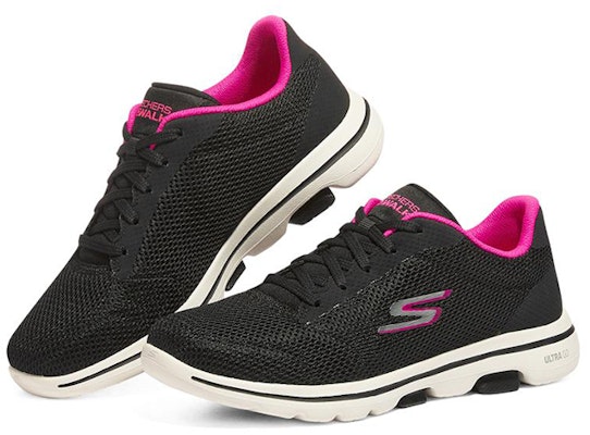 Skechers Go Walk 5 低幫 跑步鞋 女款 黑桃紅 舒適百搭休閒 Lookbook Skechers Go Walk 5 低幫 跑步鞋 女款 黑桃紅 舒適百搭休閒