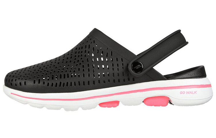(W) Skechers Go Walk 5 'Black Cutout Sport Sandal'