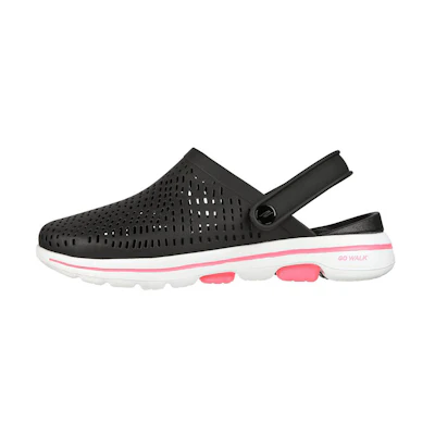 (W) Skechers Go Walk 5 'Black Cutout Sport Sandal'