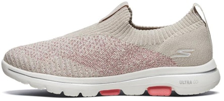 (Women) Skechers Go Walk 5 Running Shoes Brown/Pink/White 15915-NTCL (Women) Skechers Go Walk 5 Running Shoes Brown/Pink/White 15915-NTCL