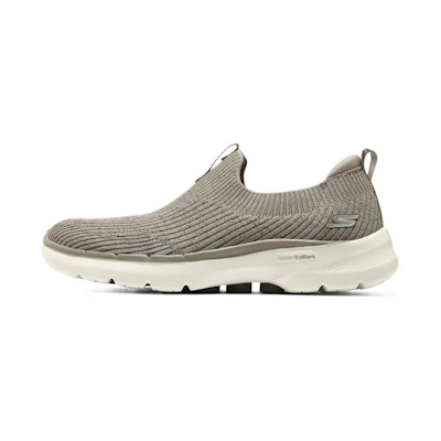 (W) Skechers Go Walk 6 'Grey Brown Slip-On'