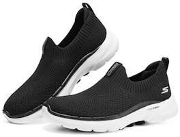 Lookbook Skechers Go Walk 6 "Hyper Burst(發泡科技)" 低筒 生活休閒鞋 女款 黑白