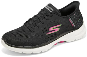 Order Skechers Go Walk 6 閃穿鞋 減震防滑耐磨 低筒 運動休閒鞋 女款 黑粉