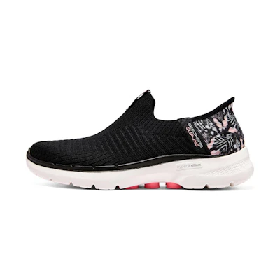 (W) Skechers Go Walk 6 Slip In 'Black Pink'