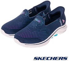 (Women) SKECHERS GO WALK 7 Pink Ribbon Edition Walking Shoes Blue Indigo 125255WNVMT (Women) SKECHERS GO WALK 7 Pink Ribbon Edition Walking Shoes Blue Indigo 125255WNVMT