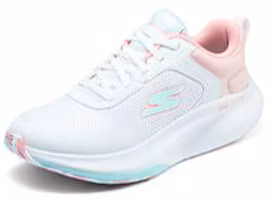 Lookbook 春夏新款 Skechers 女款 GO WALK 舒適透氣 织物合成革防滑耐磨 低帮 休閒跑步鞋 白粉蓝