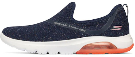 (Women) Skechers Go Walk Air Slip-on Shoes Blue/White/Orange 16097-NVCL (Women) Skechers Go Walk Air Slip-on Shoes Blue/White/Orange 16097-NVCL