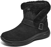 Lookbook Skechers Go Walk Arch Fit 保暖防滑 舒適 高筒 雪地靴 女款 黑色